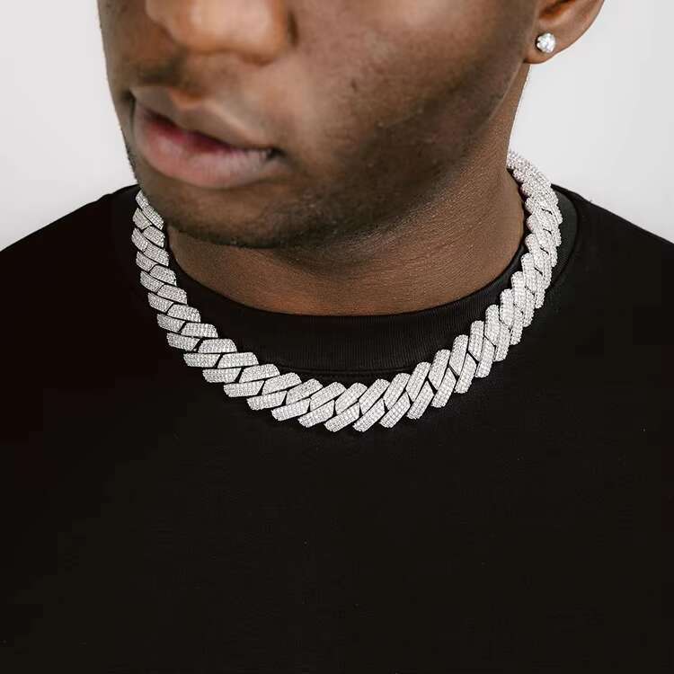 Wholesale Price Heavy Silver Weight 20mm 3rows VVS Moissanite Diamond Gold Plated Cuban Link Chain for Man/women HipHop Necklace