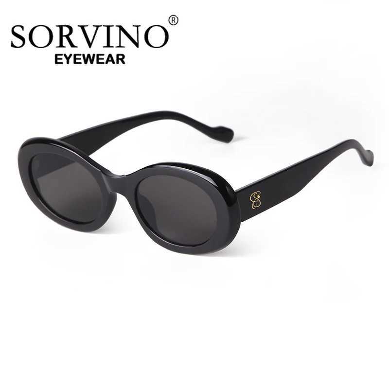 SORVINO Trendy Tortoise Shell Black Oval Sunglasses Gradient Brown Lens Round Women Men Sun Glasses Female UV400C250411