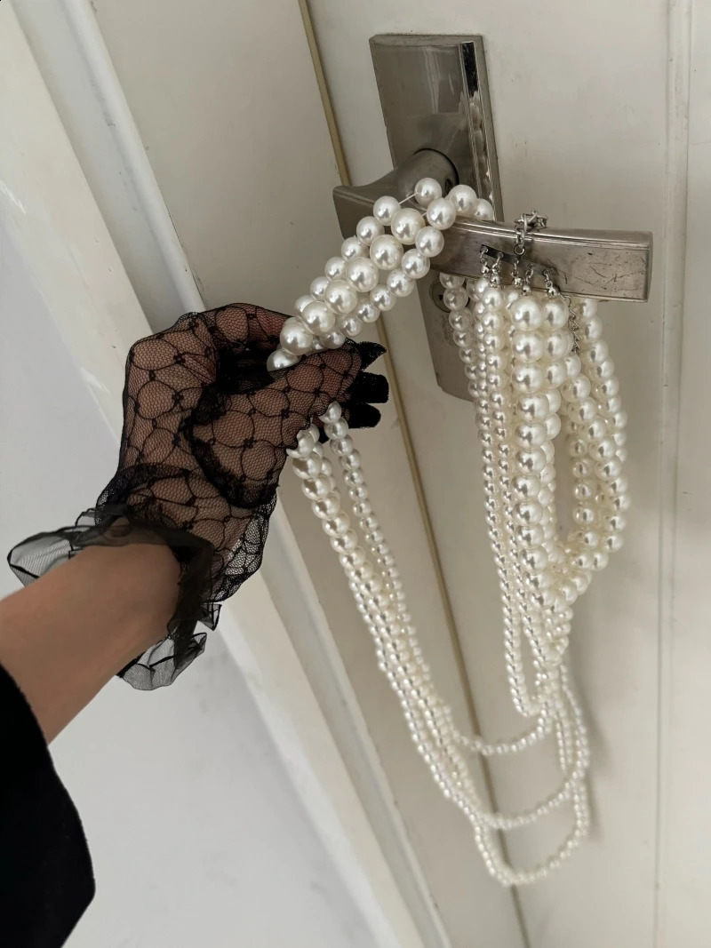 Imitation Pearl Multi-layered Womens Necklace Exaggerated Fashion High Street Club Party Banquet Necklace For Women Jewelry 250407