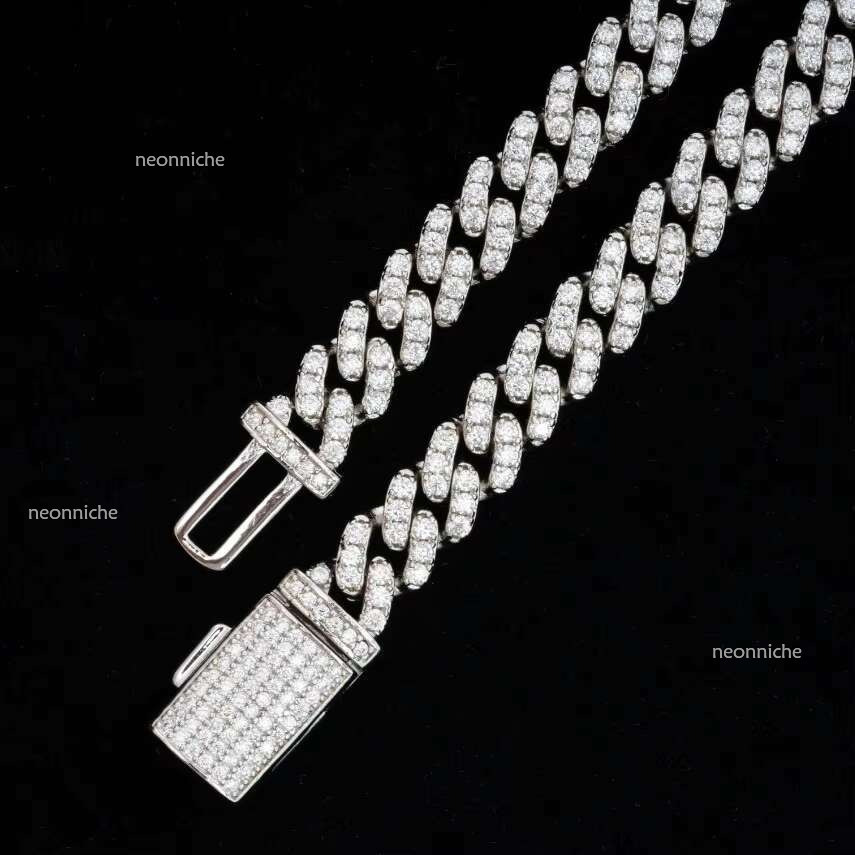 Qian Jian Mossanite Jewelry Hiphop Exquisite Cuban k Chain Necklace VVS Iced 6mm Moissanite Dia for Men