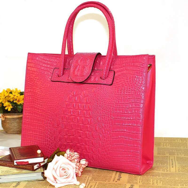 New Fashion Crocodile Pattern Women's Real OL Handbags Genuine Leather Ladies Shoulder Bag Business Computer Bags