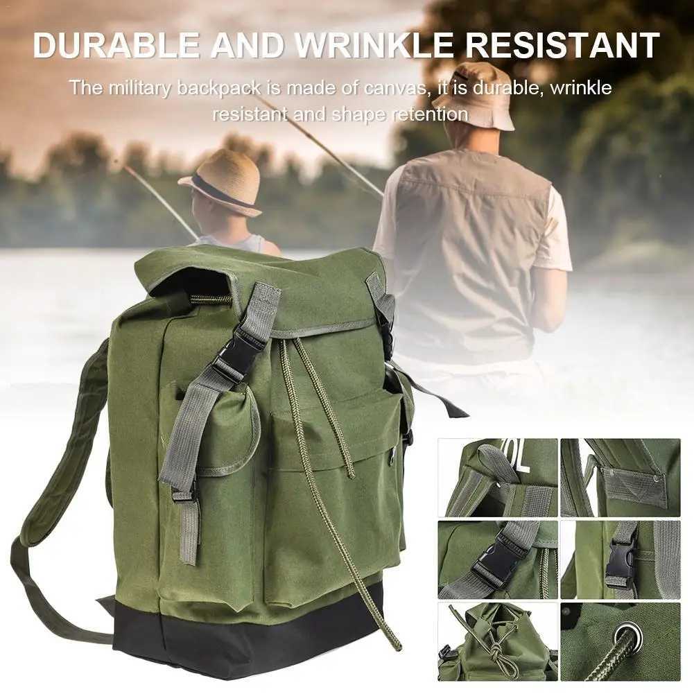 70L Army Green Fishing Gear Bag Large Capacity Outdoor Backpack For Camping Hunting Climbing Bags Tool Waterproof Durable Pack Z250411
