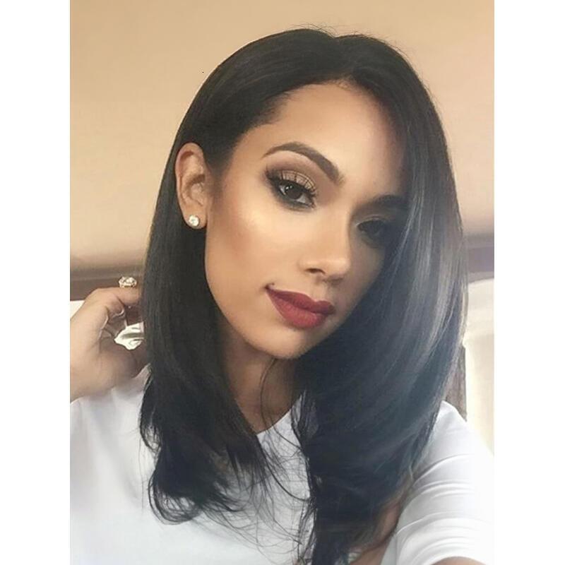 Shoulder-Length Layered With Bangs -14 Inch Peek-a-boo Color Black Mix Brown Mid-Length Wavy For Natural black Women, Heat Resistant Synthetic Hair Re
