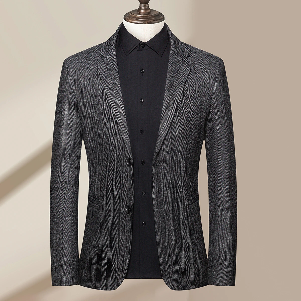 high-quality herringbone wool single chest fashionable handsome lines mens business casual single jacket set 250411