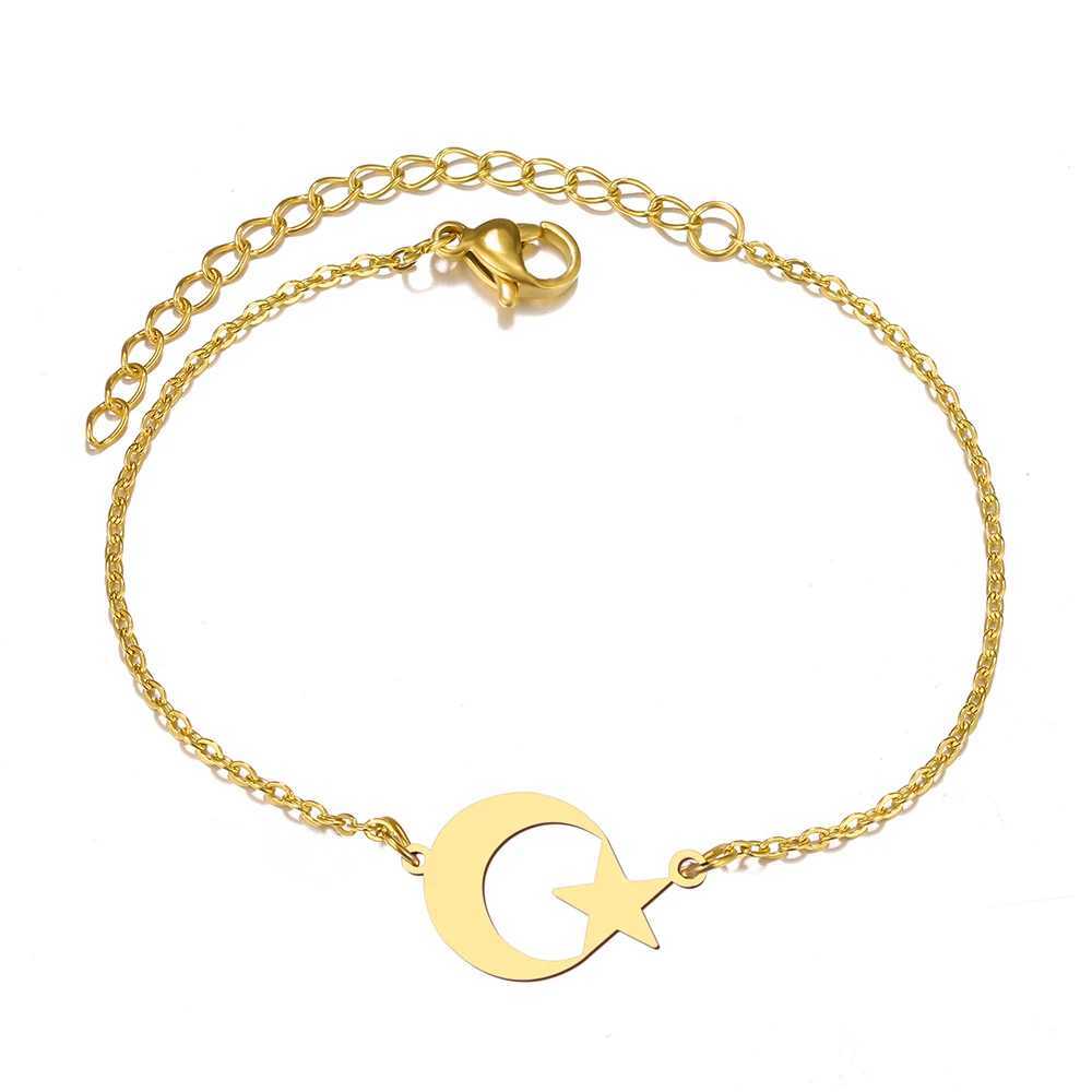 Stainless Steel Bracelets Classic Moon Stars Kpop Fashion Chain Charm Bracelet For Women Jewelry Wedding Party Friends GiftsC250411