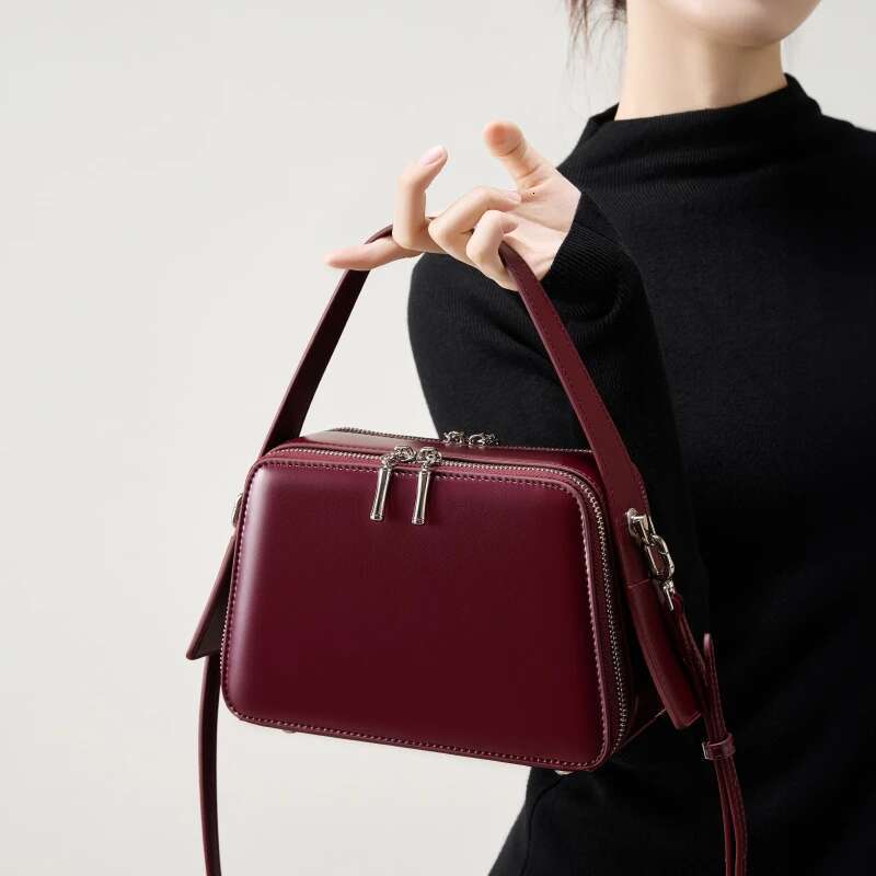 Designer Bag Toptrends Elegant Genuine Leather Box Small Shoulder Bags For Women 2025 Designer Crossbody Purses Square Ladies Handbags