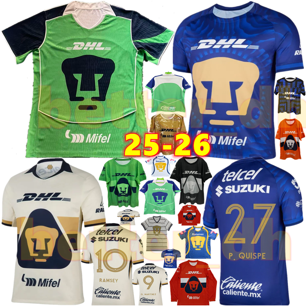 25 26 UNAM Mexiko C. HUERTA Soccer Jerseys LIGA MX FC goalkeeper Fans Player Version2025 2026 J. RUVALCABA LEO SUAREZ U. RIVAS football shirts kids Kits socks sets