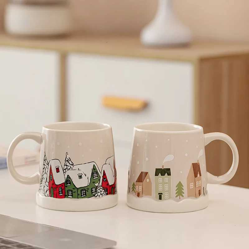 Christmas 1PC Large Capacity Ceramic Christmas Mug Holiday Theme Home Life Xmas Christmas Mug Festival Themed Supplies Y251112