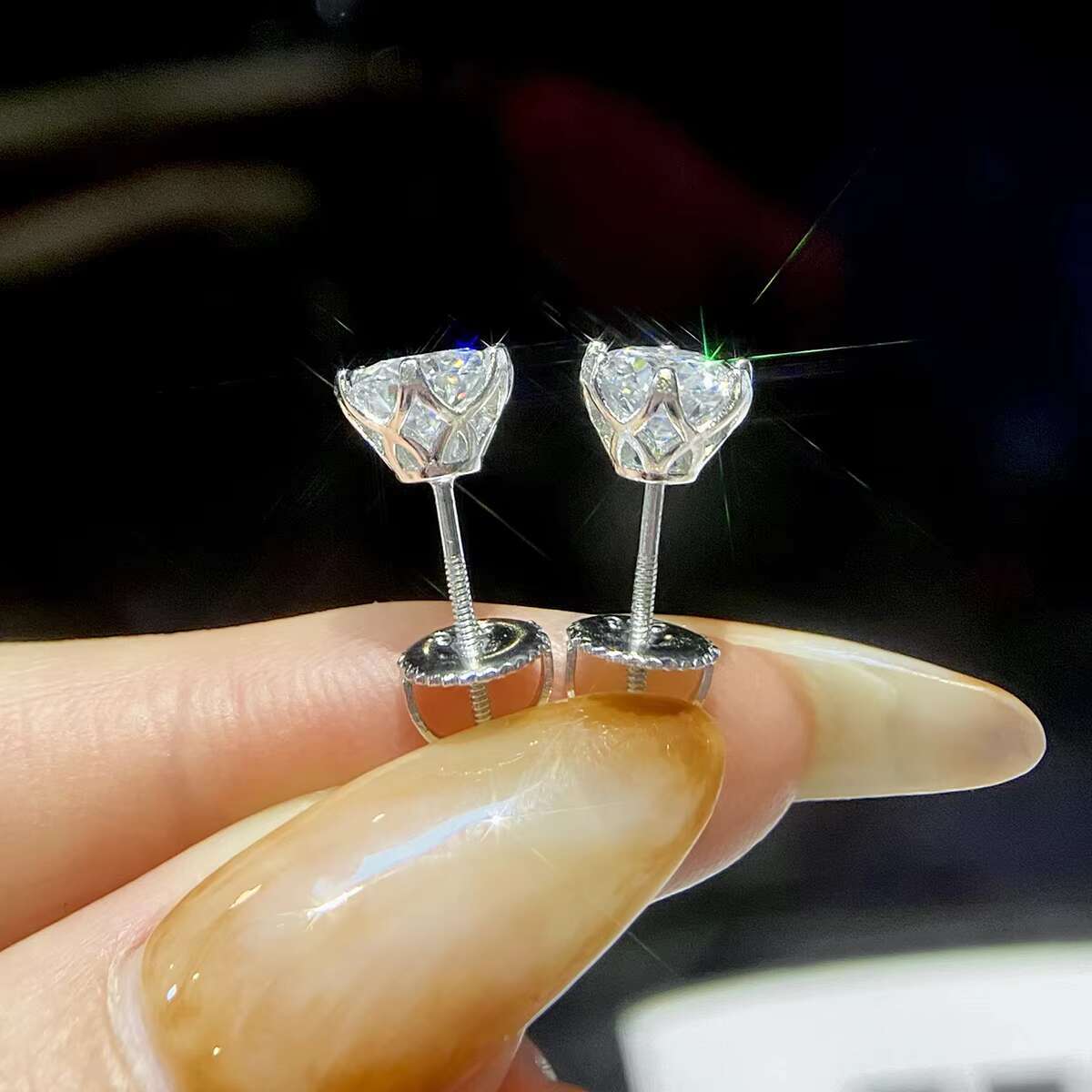 925 Sterling Silver 18k Gold Plated 0.5 1 Ct Gra Certified Moissanite Diamond Screw Back Stud Earring Fine Jewelry for Women Men
