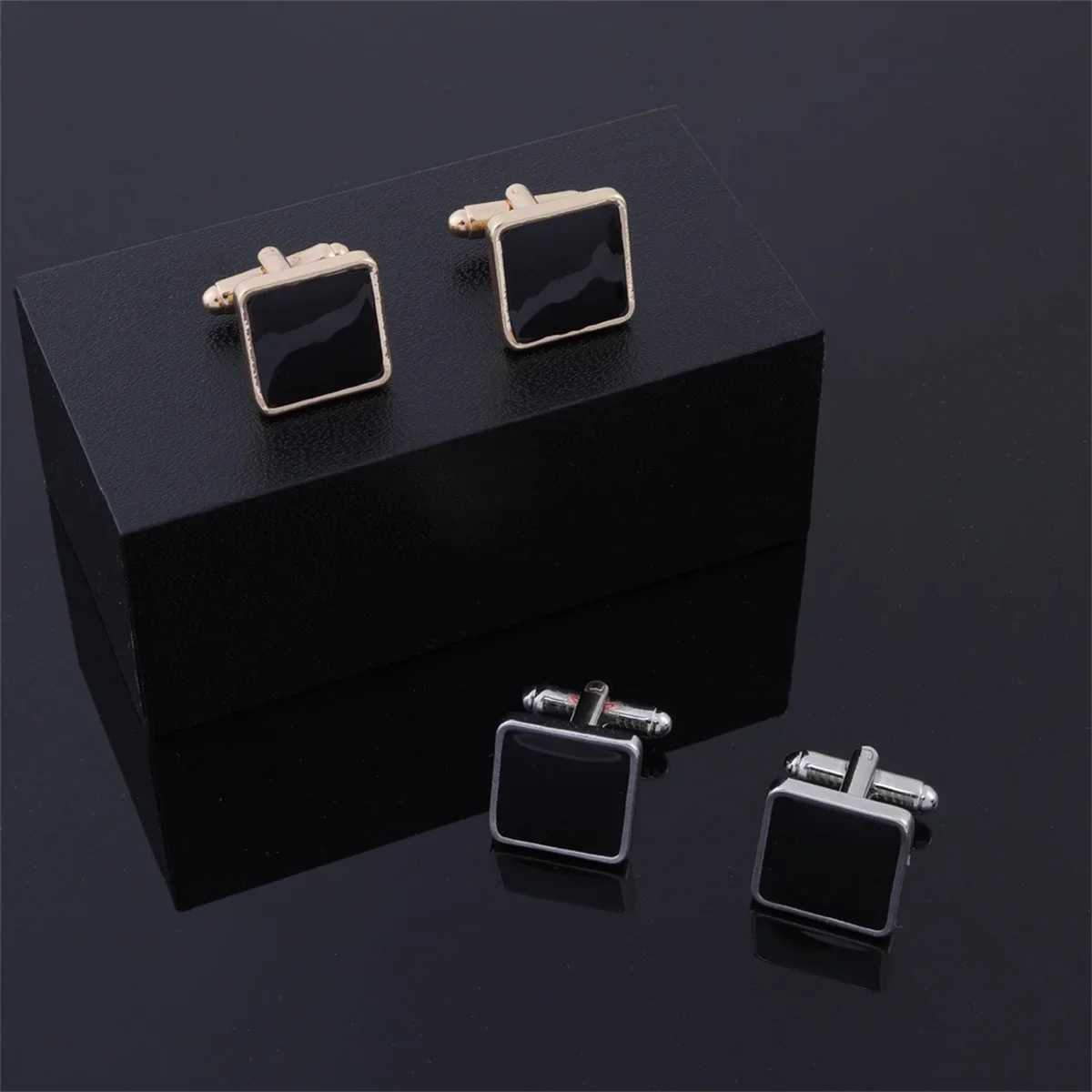 2PCS square metal black cufflinks fashion alloy geometric pattern mens shirt cufflinks party jewelry accessories giftsT250412