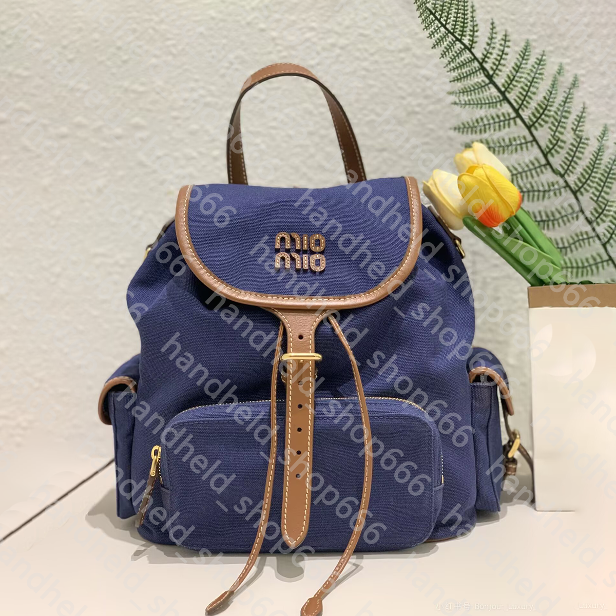 Designer Bag Purple-blue Backpack Luxury Bag Leather Bag Metal clasp Bag Retro College Style Bag Large capacity Bag Mallard series bag Fashionable Bag Minimalist bag