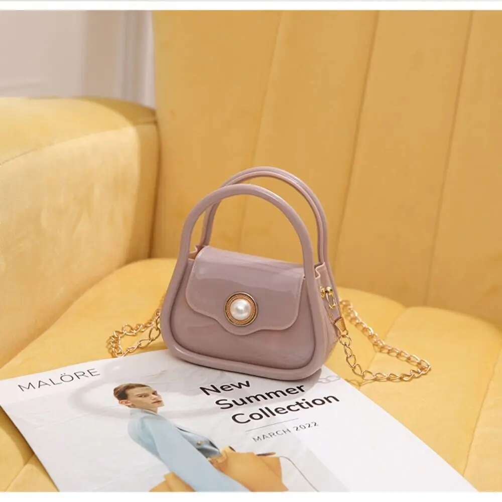Fashion PU Leather Small Crossbody Ladies Pearl Chain Shoulder Bags Women Mini Coin Purses Handbag Jelly Bag Gifts