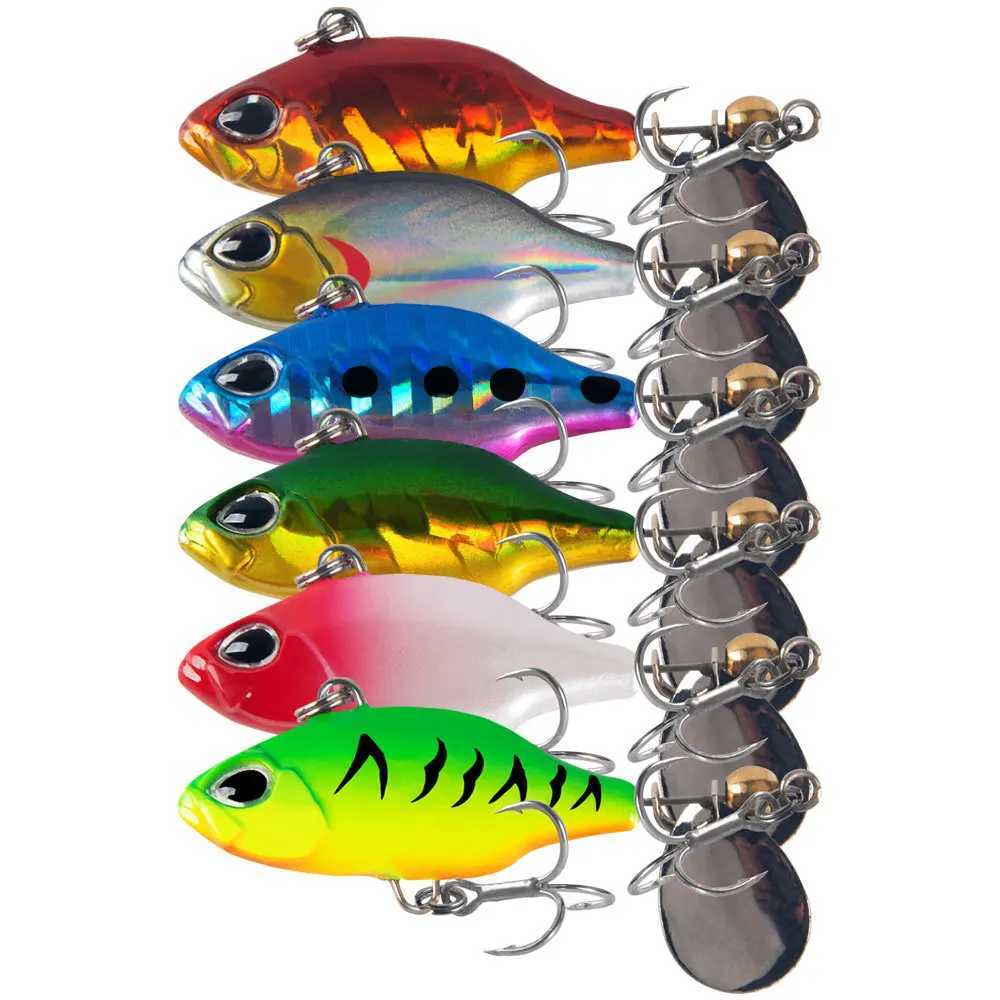 1PCS 4.8cm 8.5g Rotating VIB Bait With Spoon Vibration Fishing Lure Crankbait Jig Sequins Tail Bass Hard Baits Tackle Pesca Z250411