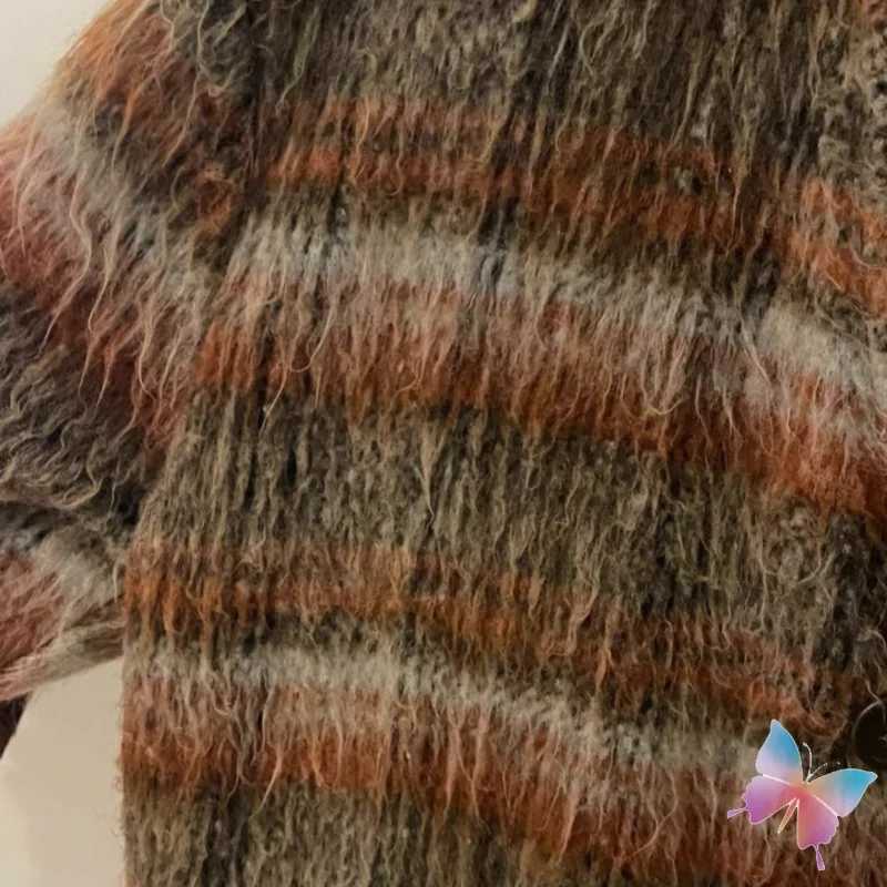 Winter Brown Plaid Mohair OUR LEGACY Jacket Fashion Street Wool Blend Knitted V-neck Cardigan Casual Loose Sweaters Men WomenXJ251112