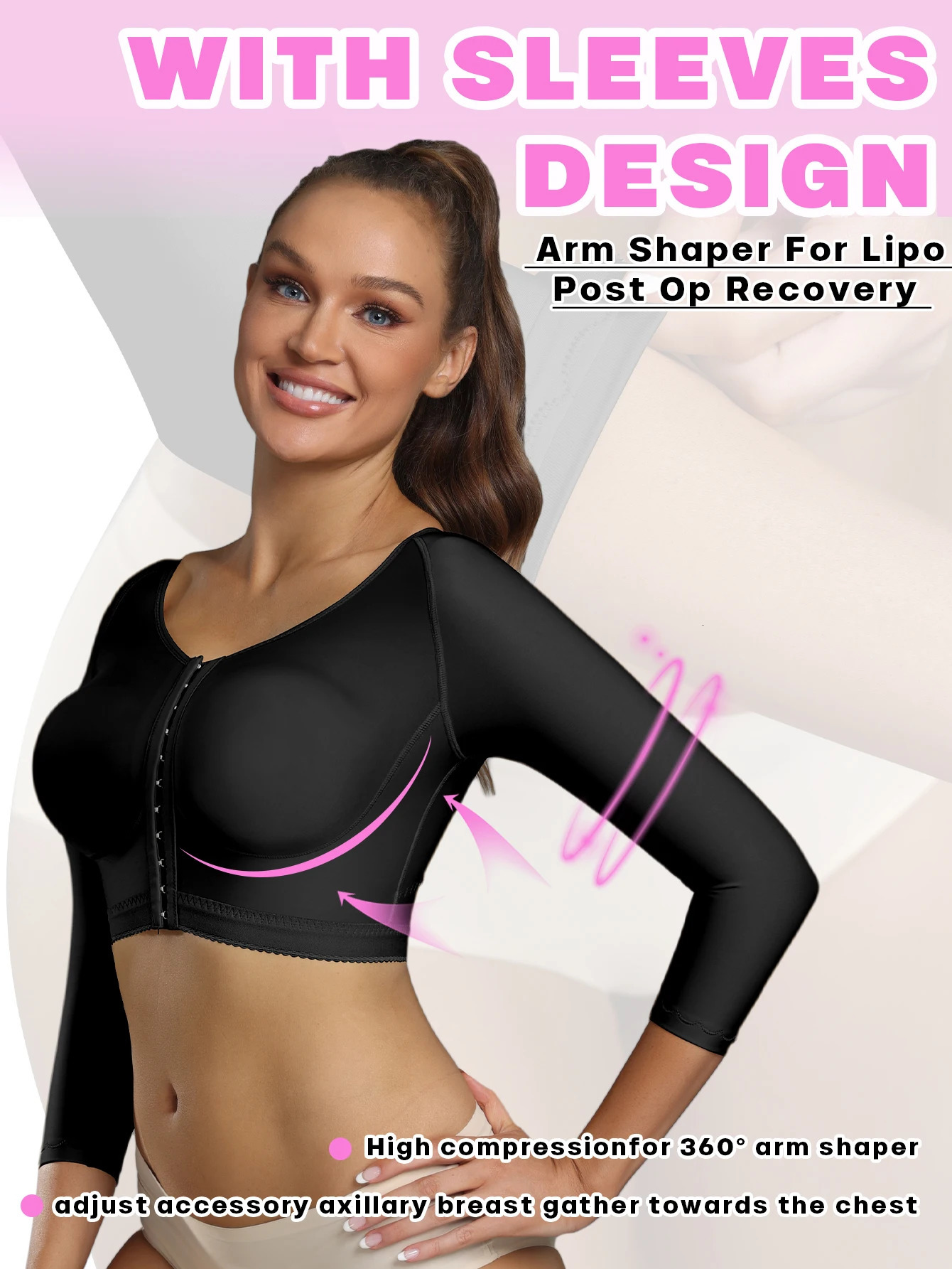 Firm Shaper Bra Women Breast Augmentation Post Op Surgery Long Sleeves Upper Arm Slimming Shapewear Tops Faja 251111