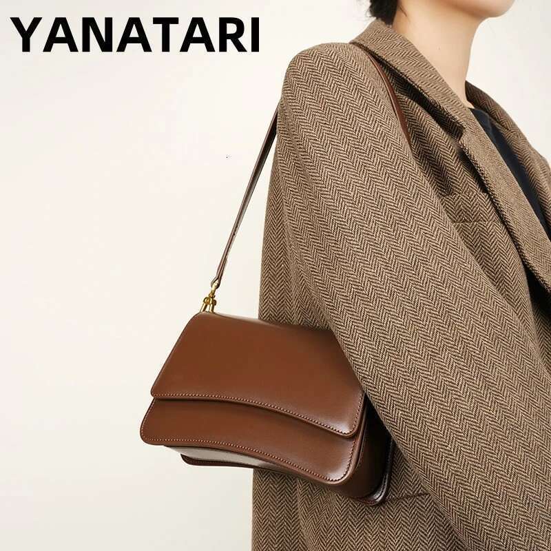 Designer Bag YANATARI Underarm Cowhide Genuine Leather Handbags Women Vintage Shoulder Bag Female Bags Womens High Quality 2025
