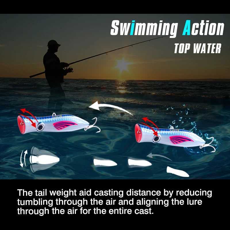 FJORD Popper Fishing Lure 49g Topwater Floating Surface Bait With Treble Hooks Big Mouth Saltwater Sea Hard Baits Fishing Goods Z250411