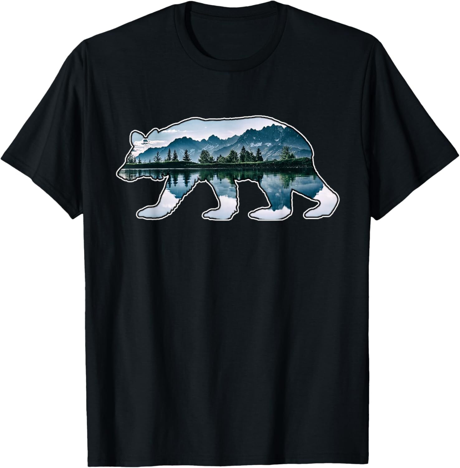 T shirt for Mens Bear Double Exposure Surreal Wildlife Animal Graphic Tee Casual Tops Clothes Short sleeve cool