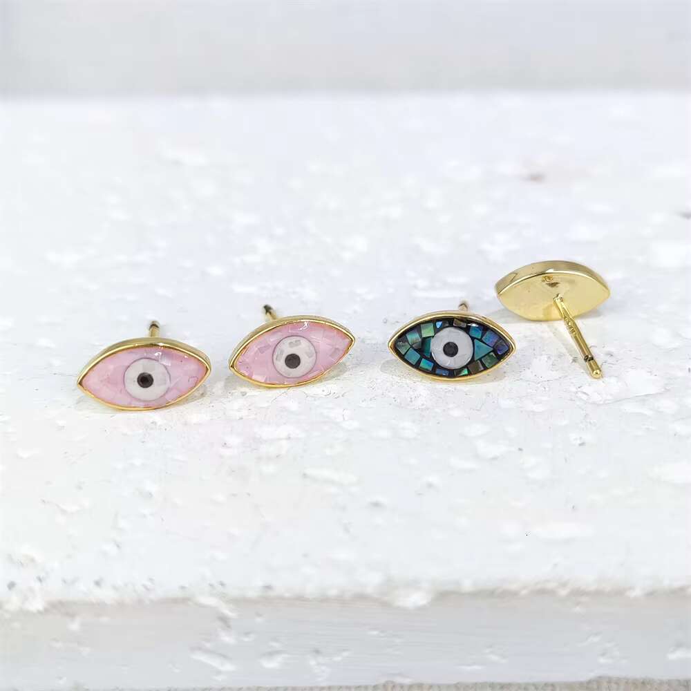 S Sterg Sier Jewelry Devil Eye Ear Personality Dripping Oil Turkish Eyes Unique Studs Earrings for Women Girls