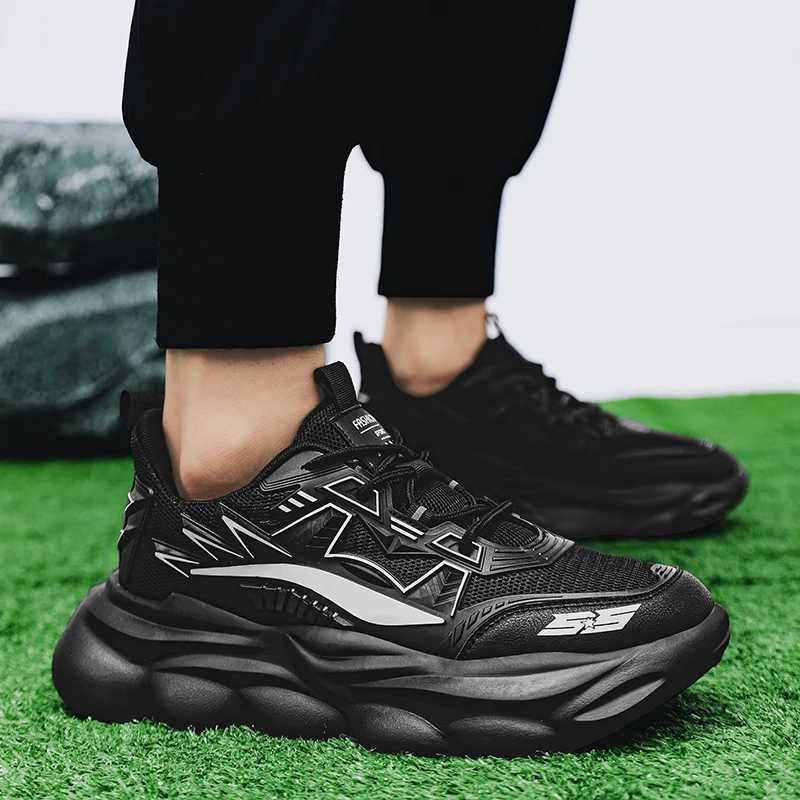 2024 Thick Sole Mecha Running Shoes Men Outdoor Jogging Sports Shoes Mesh Breathable Platform Walking Shoes Trend Sneakers Men Z250411