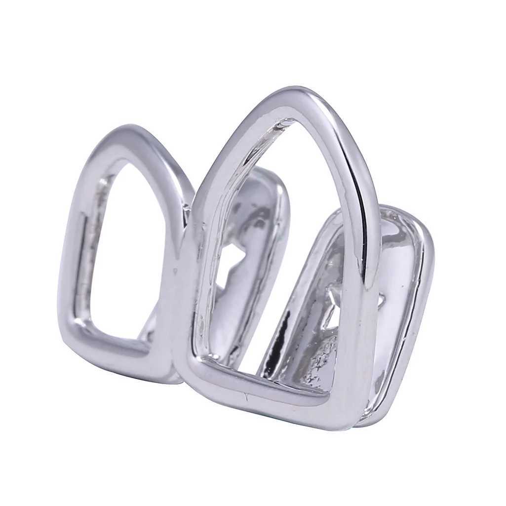 Hip Hop Hollow Double Teeth Grillz Punk 14K Gold Plated Hat Decorative Bracket Dental Grill W250412