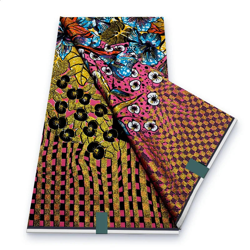 Original Heavy Quality Grand Wax Glitter Fabrics Soft Cotton Ankara Printed Wax Materials 6Yardss For Nigerian Clothes HY101 250407