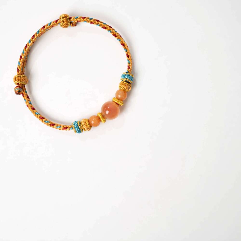 Dunhuang Orange Chalcedony Bracelet - Sugar Heart Agate Hand String from Dunhuang Jade Research Institute