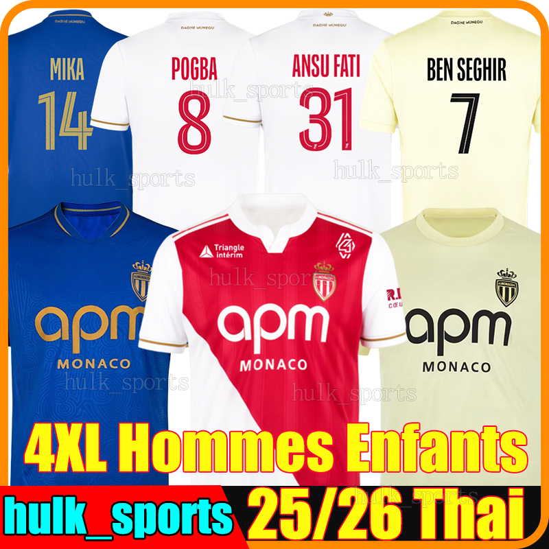 4XL 25/26 AS MonacoS POGBA Soccer Jerseys 2025 ANSU FATI MINAMINO BALOGUN ILENIKHENA MIKA AKLIOUCHE DIER TEZE DIATTA ZAKARIA CAMARA Men kids Kits sets football shirts