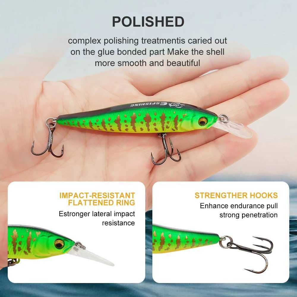 ESFISHING NEW Quality Wobble Hard Lure NAHAN 75mm 7.1g 0-2.4 dive Fishing Baits flow Floating Minnow Isca Artificial Z250411