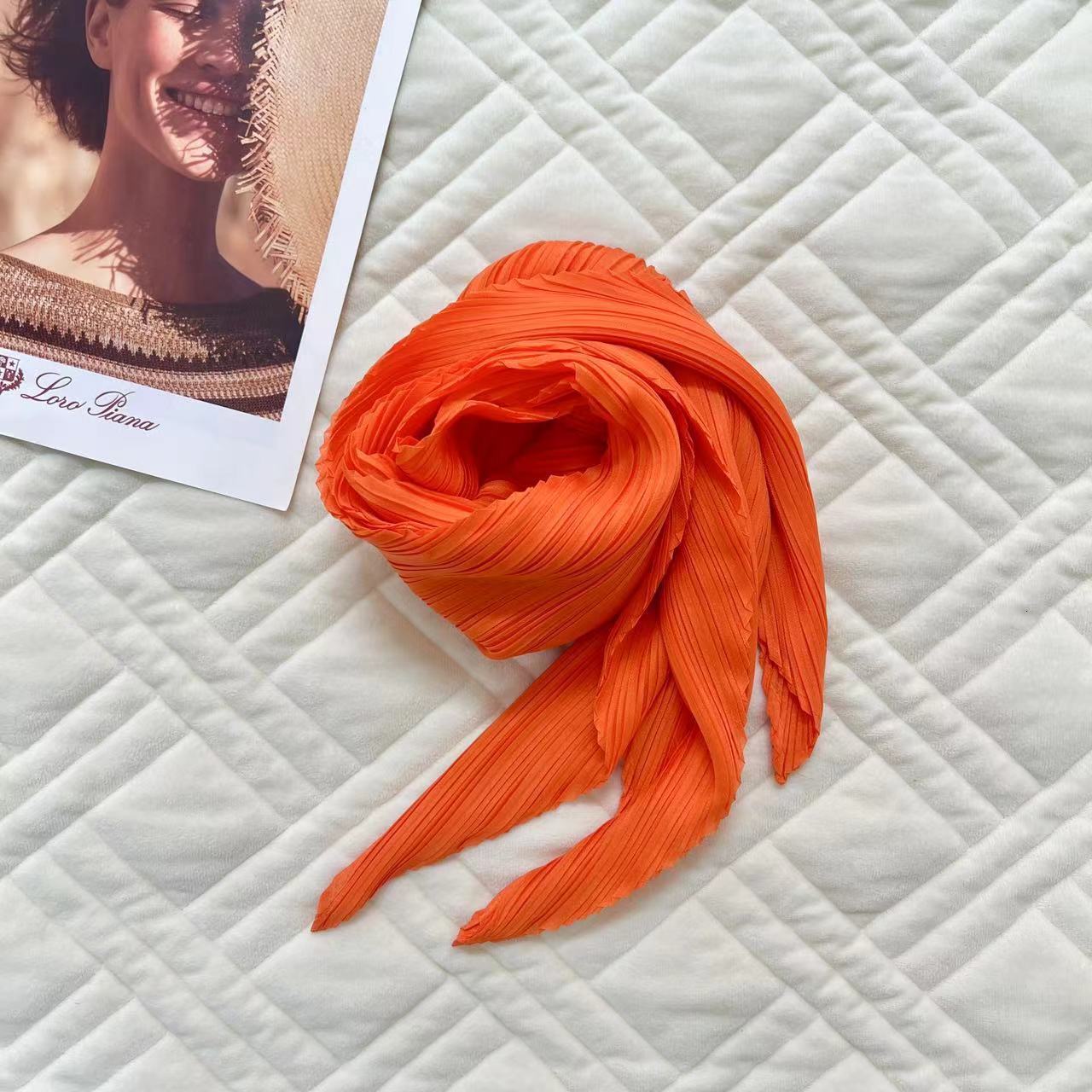 Miyake Pleated Women Scarf Shawl Fabric Korean Fashion Thin Sunscreen Scarf Foulard Femme Luxe Marque Hijabs for Woman 250704