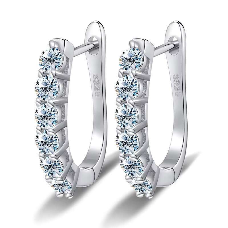 Real Wedding Diamond Moissanite Earrings for Women With GRA Certificate 925 Sterling Silver Huggie Hoop Earring Jewelry