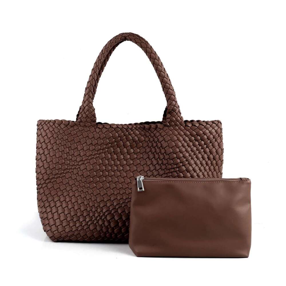 Hand Woven Women Oversized Large Capacity Shoulder Bags Simple Solid Color Casual Handbags Bz2025