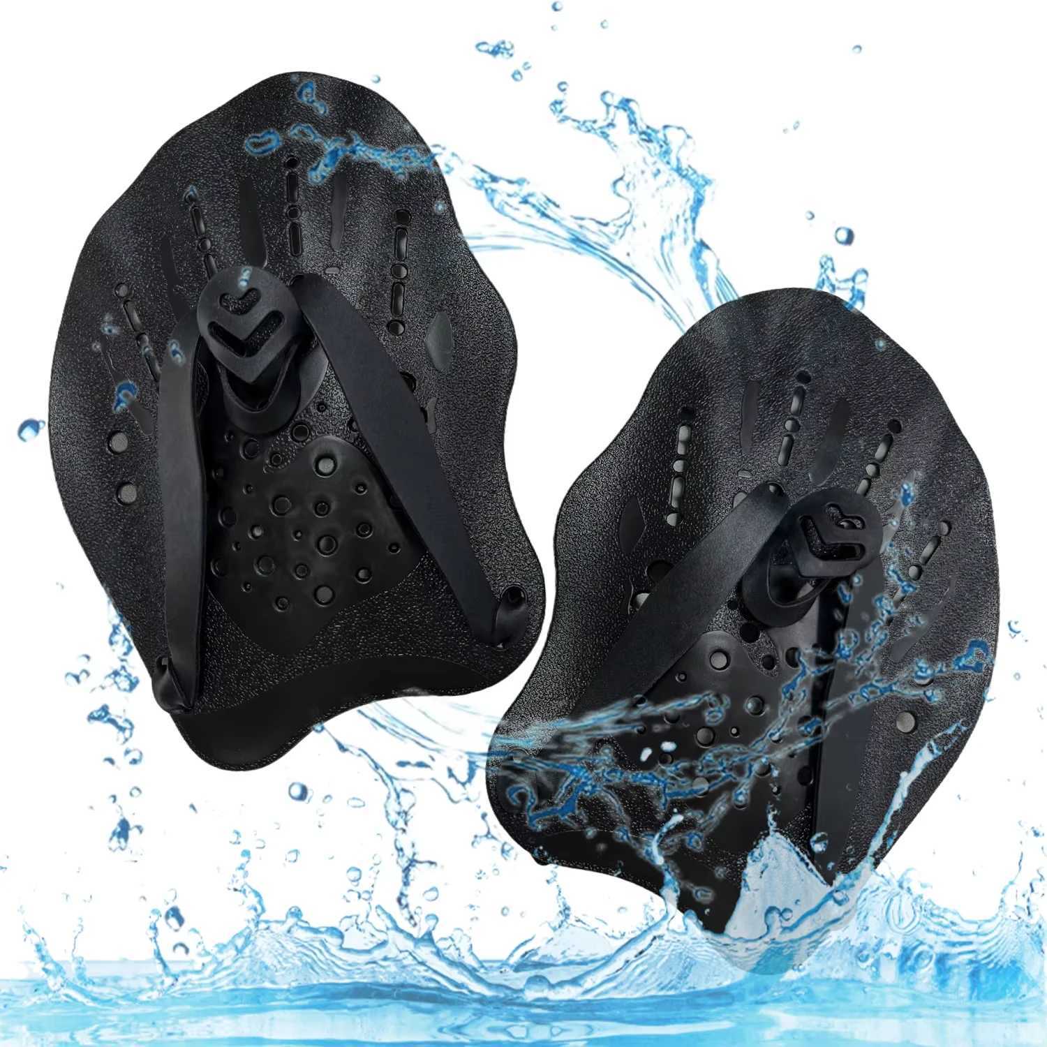 1 pair of swimming training hand turners with adjustable silicone tapeY250412