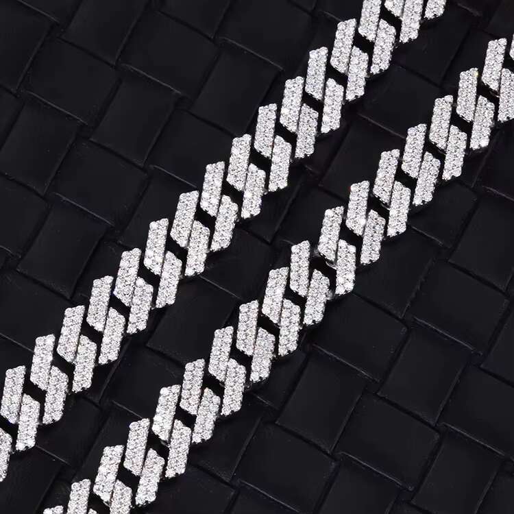 Yu Ying Wholesale Hiphop Jewelry 2rows 8mm Miami Cuban Link Chain Moissanite With 925 Sterling Silver VVS1-D Cuban Necklaces