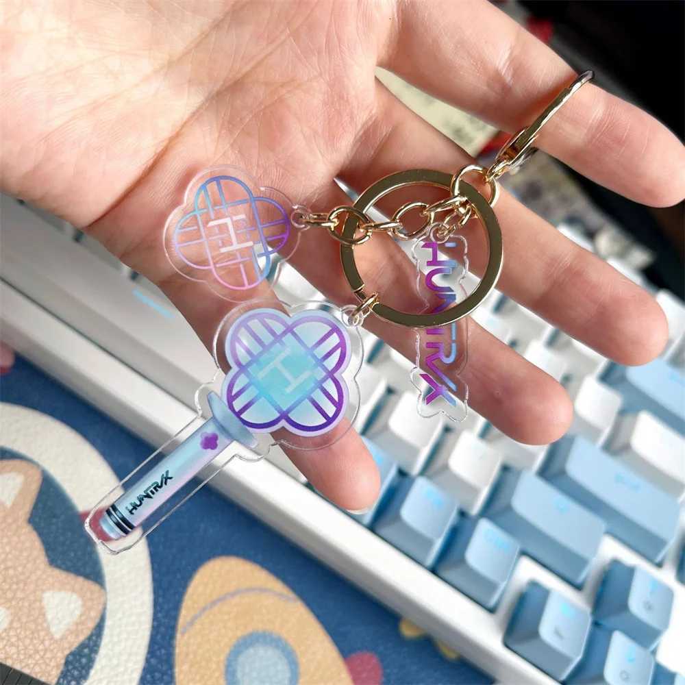 2pcs/set KPop Demon Hunters Kawaii Acrylic Light Stick Keychain Cartoon Movie Huntr/X Saja Boy Cosplay Accessories Pendant Gifts Z251111
