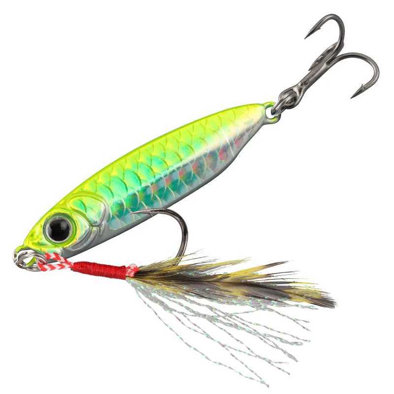 Artificial Bait Bass Hook Feather Fishing Colorful Carbon Metal Jig Lure Spinning Spoon of Minnow Sinking Casting Pesca Tackle Z250411