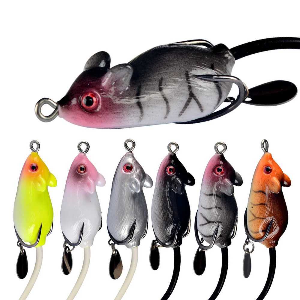 3D Eyes Soft Mouse Bait Bells Sound 5.5/6cm 10.5/11.5g Fishing Lure Frog Silicon Artificial Set Sea Swim Bait Fishing Tackle Z250411