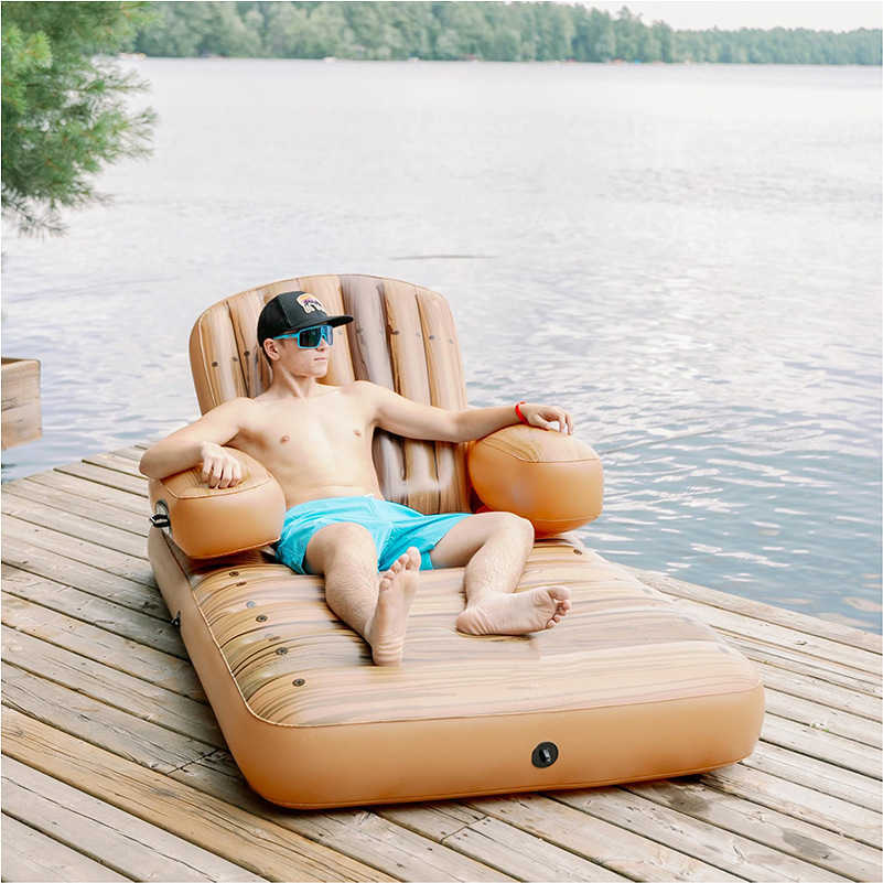 Inflatable swimming circle adult water seat lounge chair sofa sunshade cover backrest floating row sun drying pool swimming pool floating bed J250412