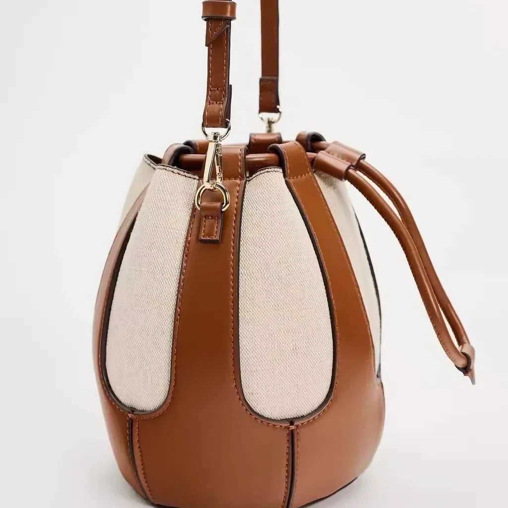 Canvas Drstring bucket bag Pahwork designer wallet and handbag luxury shoulder cross body bag 2024 womens party CluhXJ250412