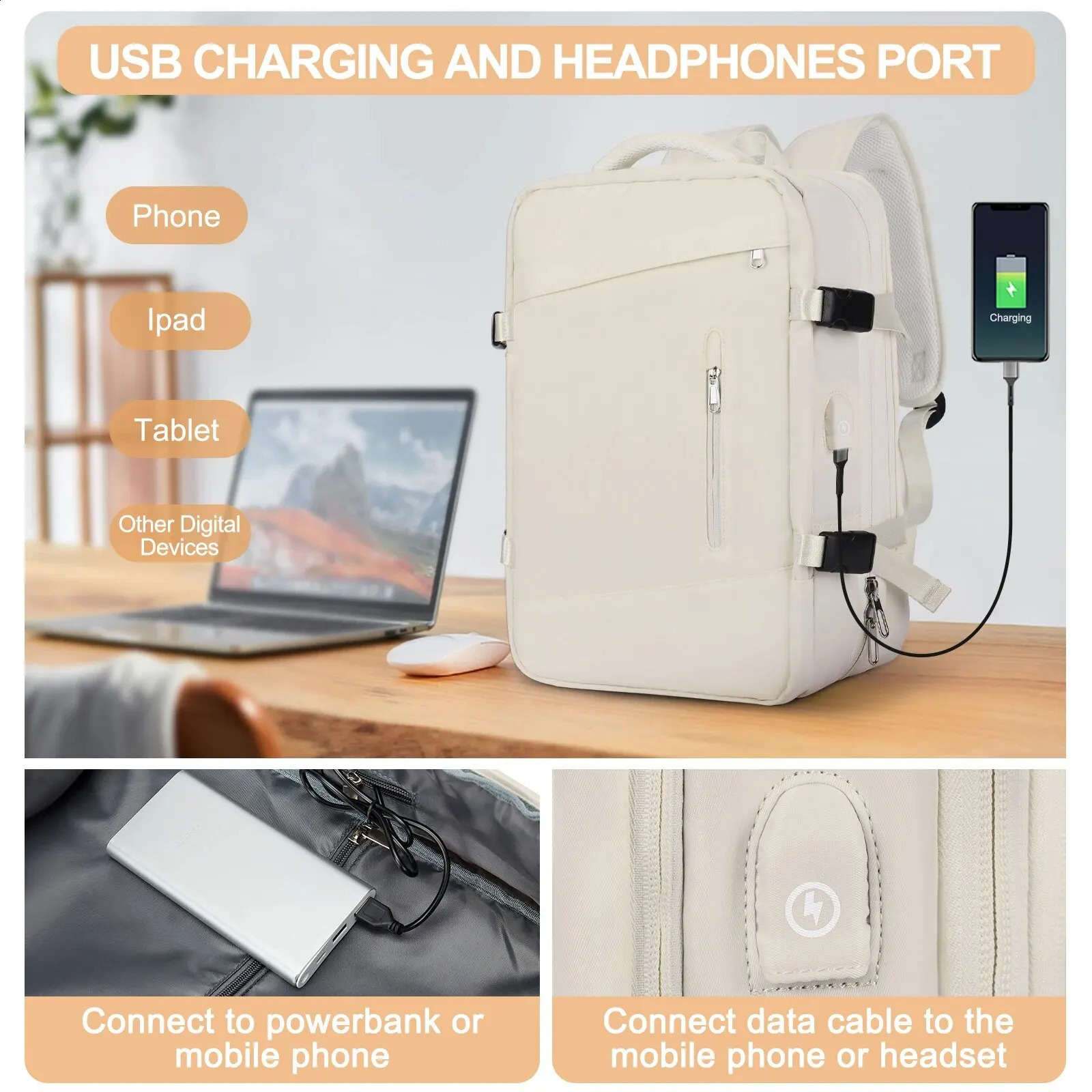 Likros Travel Backpack for Women Expandable Weekender Hiking Laptop Backpack with USB Port Large Waterproof 40L Mens Backpack250403