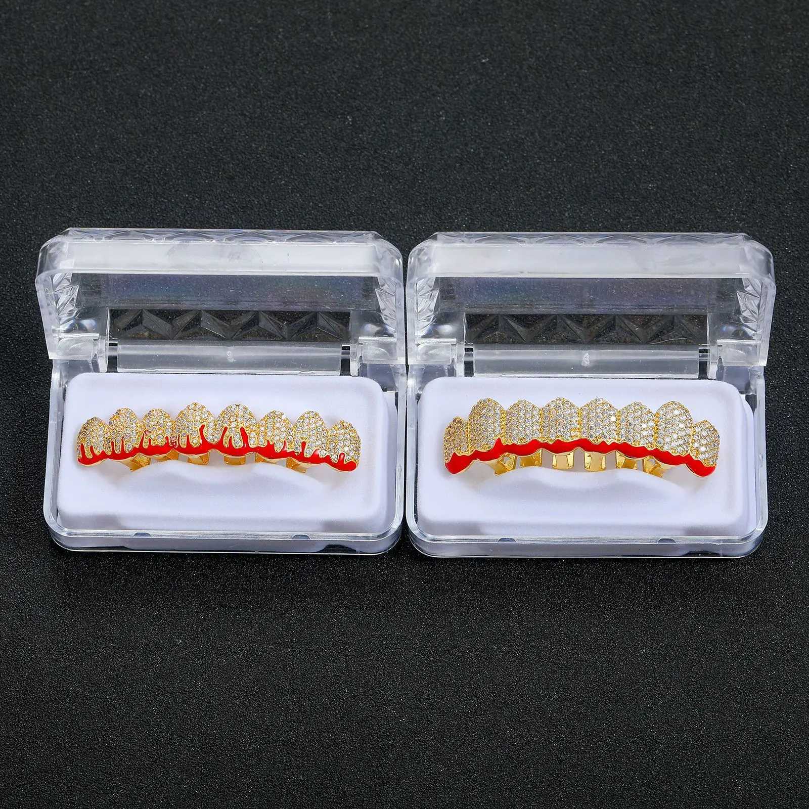 Ailodo hip-hop enamel fire tooth grill suitable for men and women cubic zirconia ice out grill suitable for your teeth rapper clothing oral grill W250