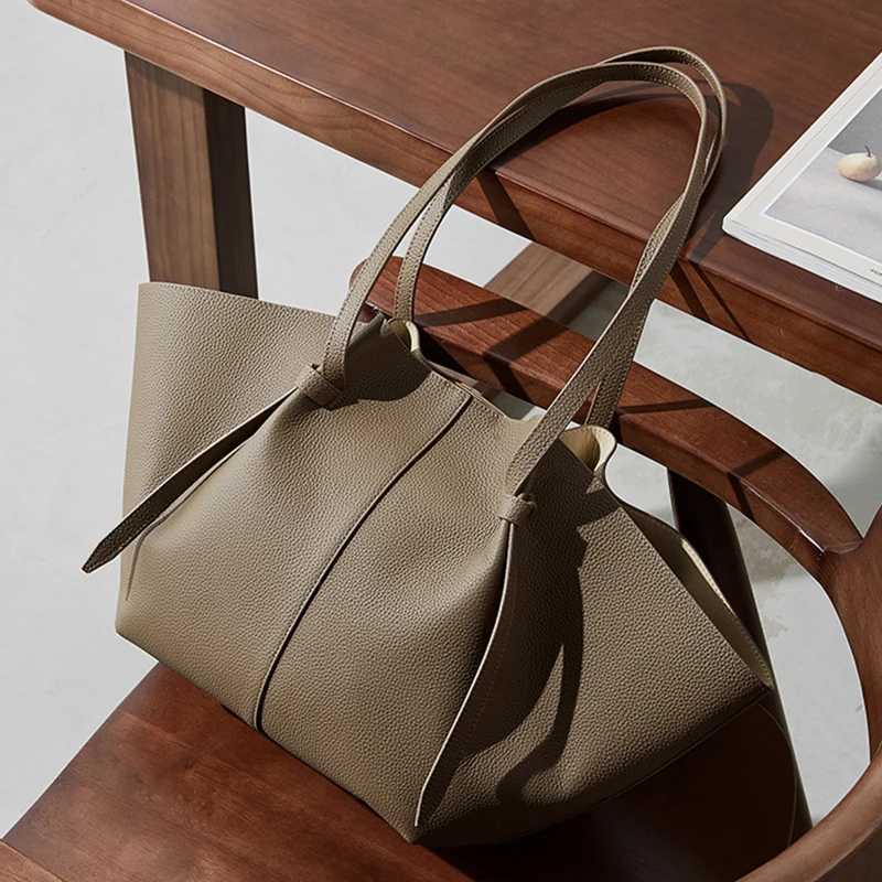 Brand Handheld Tote Bag With Storage Liner Bag Women Shoulder Suede Bag Design Wing Bag Matte Cowhide Large Capacity Travel BagC250412