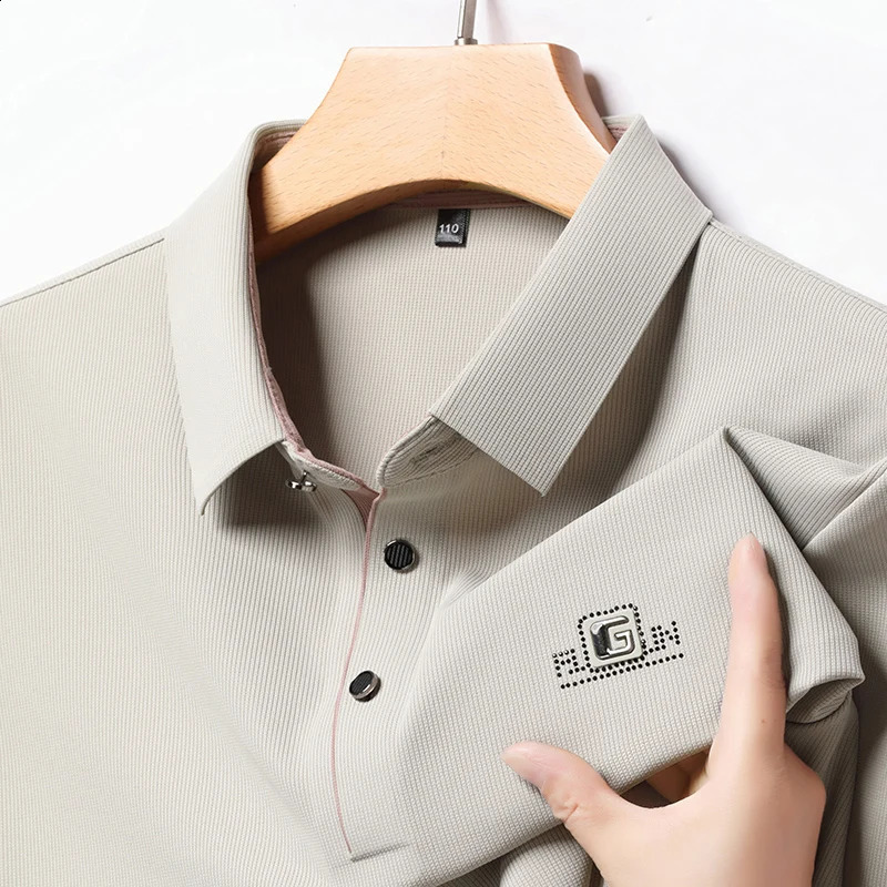 fashion long sleeved high-end printed polo shirt for autumn Korean version mens lapel T-shirt 250411