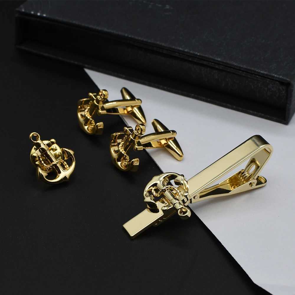 High end anchor size mens cufflinks personalized business French shirt cufflinks tie clip lapel pin navy style mens giftsT250412