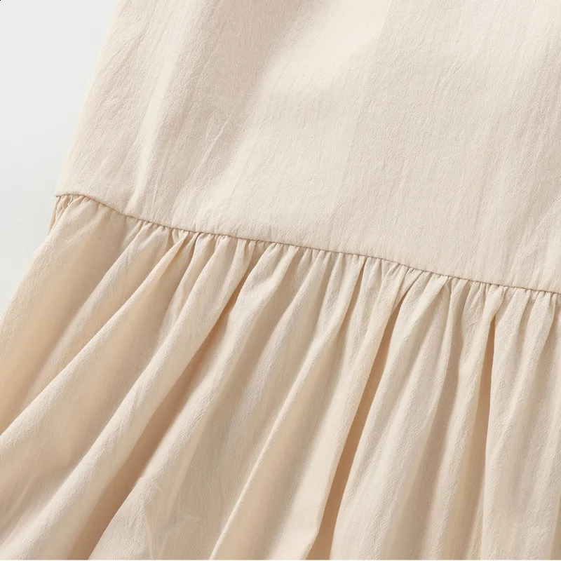 Wxw48 khaki backless Aline pleated dress for women sexy sleeveless spaghetti strap midi French style retro Camisol 250411