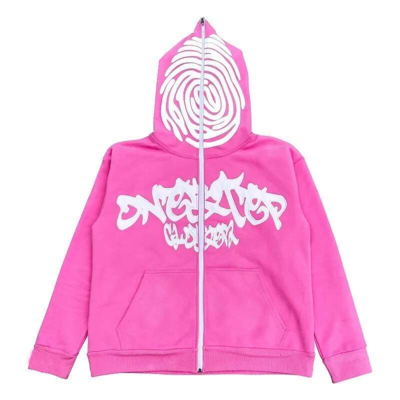 Y2k Zip Hoodie Irregular Pattern Goth Punk Sweatshirt Men Hoodies Sport Coat Pullover Gothic Long Sleeve Oversized Hoodie Jacket