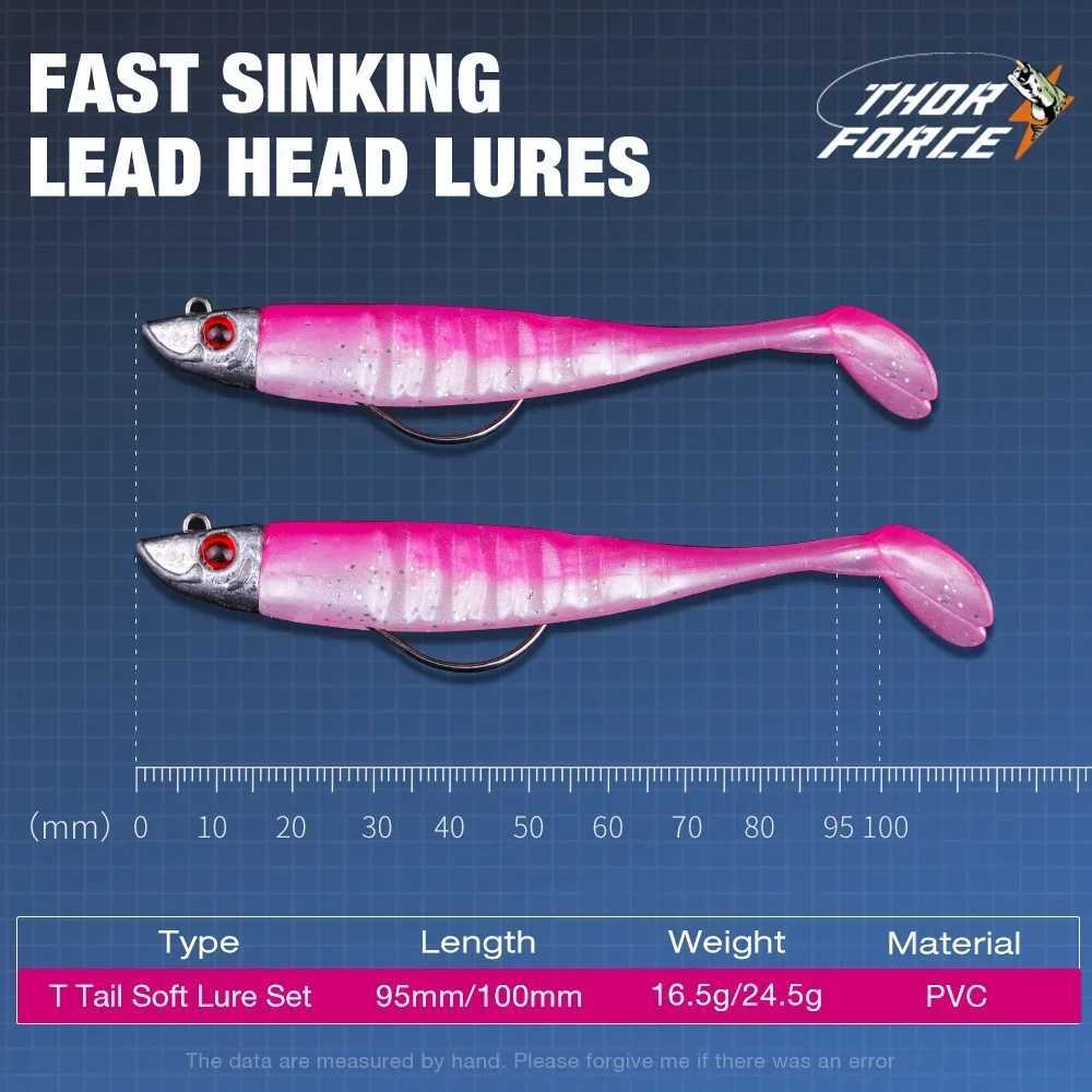 THORFORCE Jiging Head Soft Lure T Tail Sea Bass Fishing Lure Tackle Silicone Bait Wobblers Sea Fishing Soft Lures Swimbait Z250411