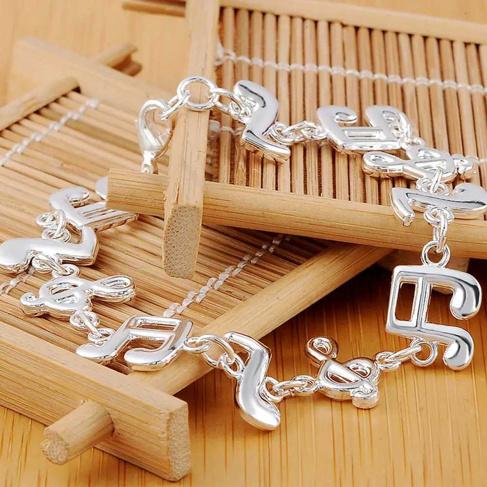 Beautiful Music note Silver color Bracelets woman high quality fashion Gorgeous jewelry Floor price free shipping H242C250411