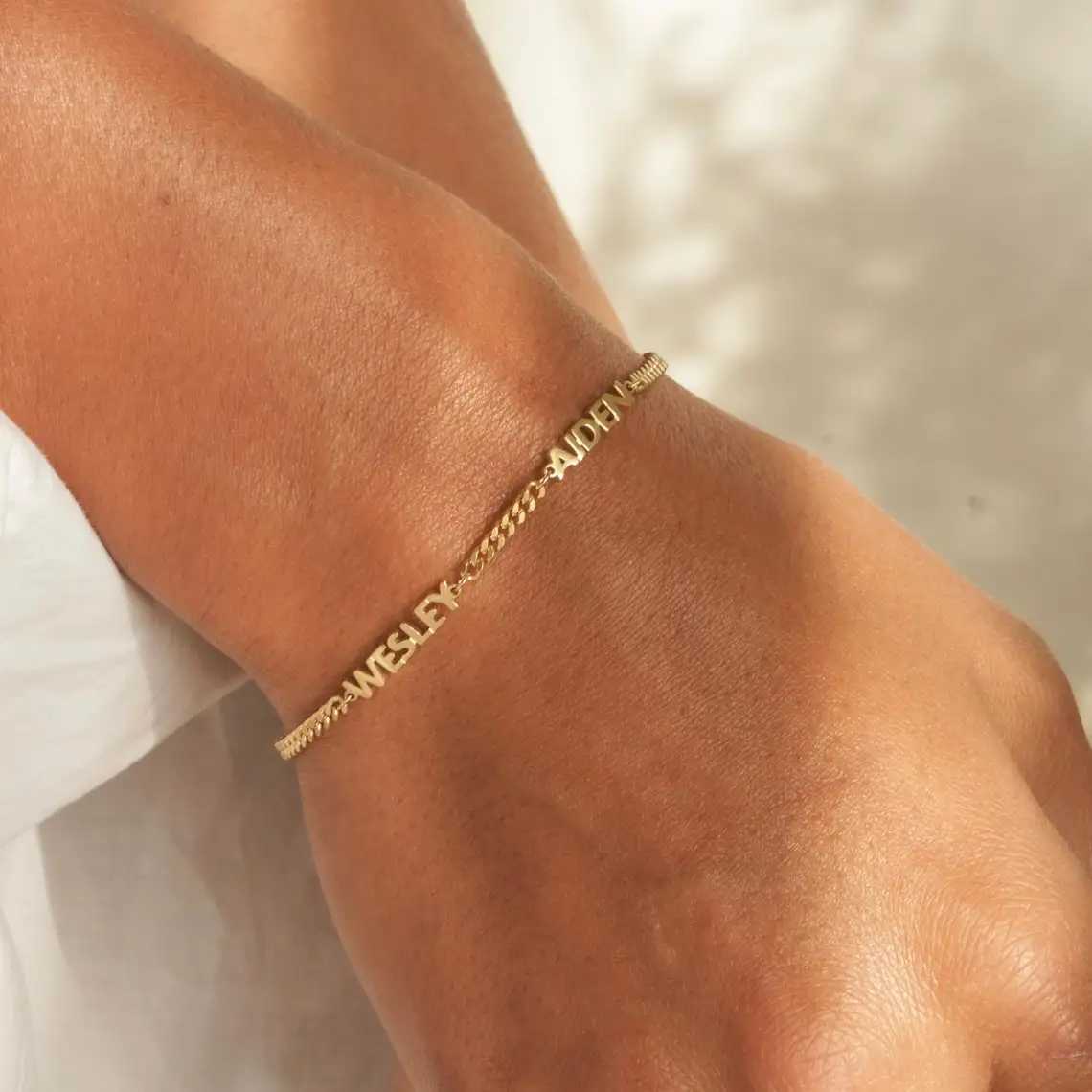 Custom Name Bracelet Women Personalized First Name Bracelet Curb Chain Stainless Steel Baby Name Bracelet Handmade JewelryC250411