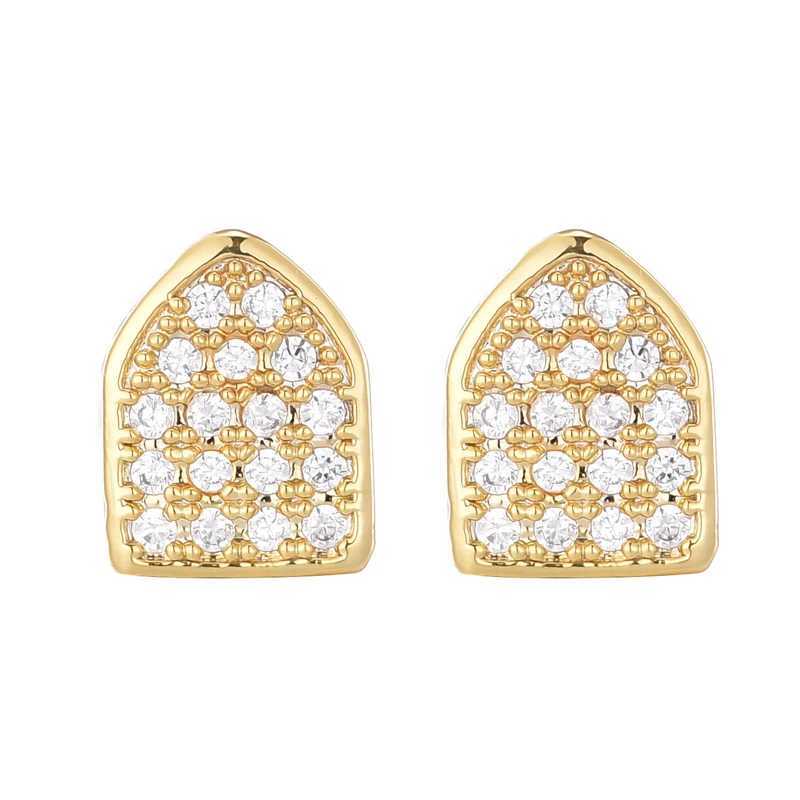 Hip Hop 2 Iced Out CapsTeeth Grillz cubic zirconia Micro Pave mens and womens jewelry gifts top and bottom charm grill W250412